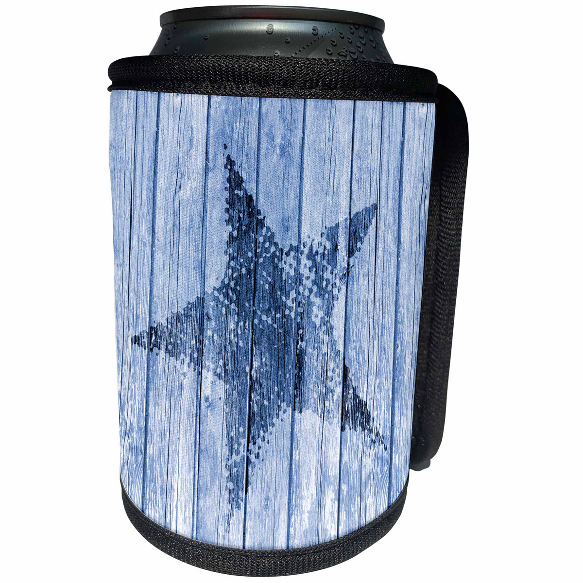 3dRose Andrea Haase Art Illustration - Grunge Star On Old Distressed Wooden Planks - Can Cooler Bottle Wrap (cc_276321)