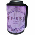 3dRose Andrea Haase Art Illustration - Purple Nostalgic Paris Sign On Old Wood - Can Cooler Bottle Wrap (cc_276323)
