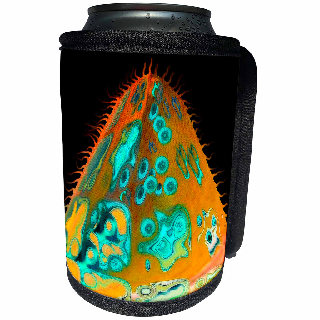 3dRose Jaclinart Surreal Space Aliens Fantasy Psychedelic Zombie Trippy - Surreal sci fi orange and green aliens floating through space on black background - Can Cooler Bottle Wrap (cc_27634)