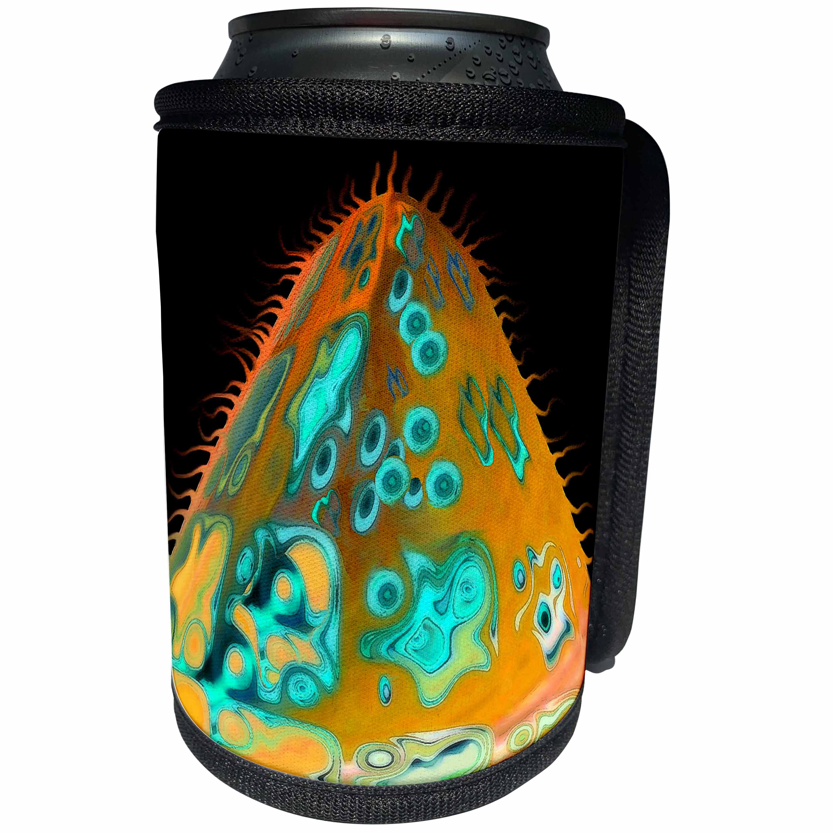 3dRose Jaclinart Surreal Space Aliens Fantasy Psychedelic Zombie Trippy - Surreal sci fi orange and green aliens floating through space on black background - Can Cooler Bottle Wrap (cc_27634)