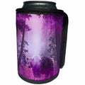 3dRose Andrea Haase Digital Photo Art - Bear In A Pink Purple Glittering Forest - Can Cooler Bottle Wrap (cc_276348)