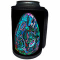 3dRose Jaclinart Surreal Space Egg Alien Fantasy Psychedelic Planet - Surreal sci fi blue space egg filled with space aliens and eyes on black background - Can Cooler Bottle Wrap (cc_27635)