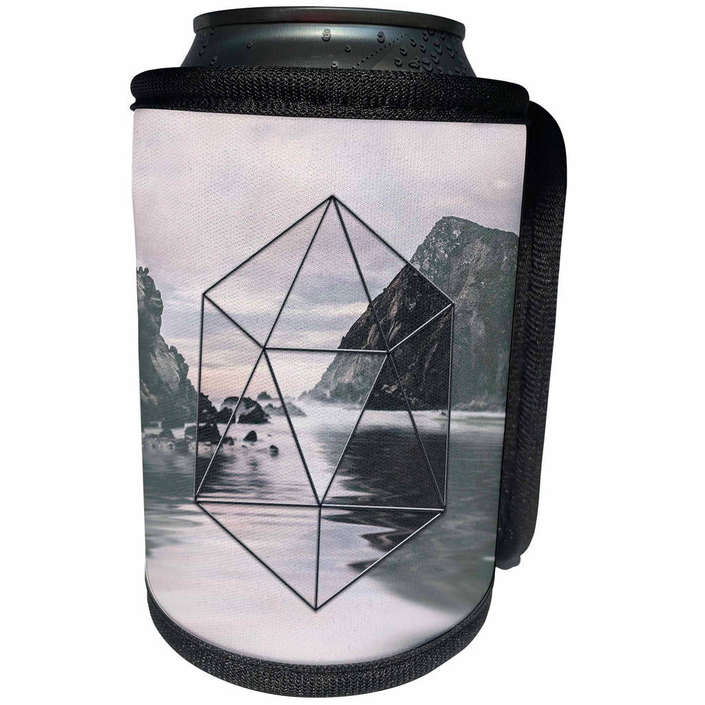 3dRose Andrea Haase Digital Photo Art - Water Scenery With Hexagon Element - Can Cooler Bottle Wrap (cc_276351)