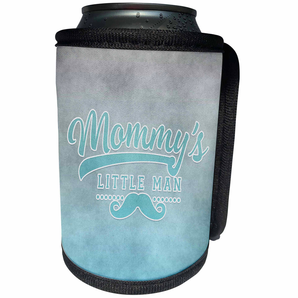 3dRose Andrea Haase Inspirational Typography - Mommys Little Boy Blue Watercolor Typography - Can Cooler Bottle Wrap (cc_276352)