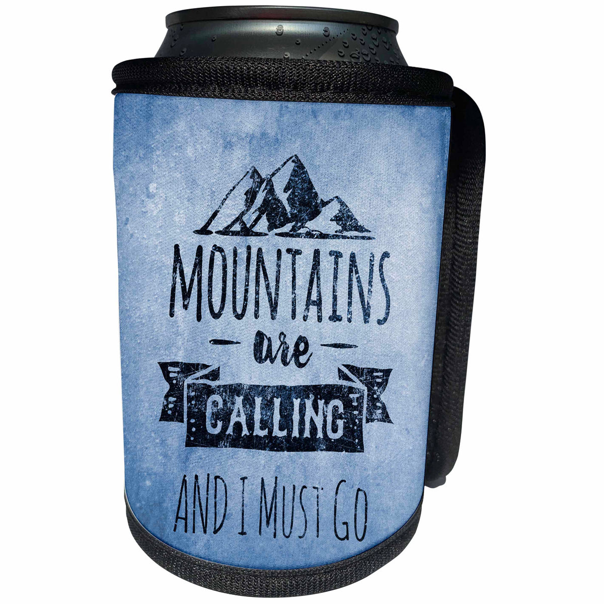 3dRose Andrea Haase Inspirational Typography - Mountains Are Calling And I Must Go Typography Art - Can Cooler Bottle Wrap (cc_276355)