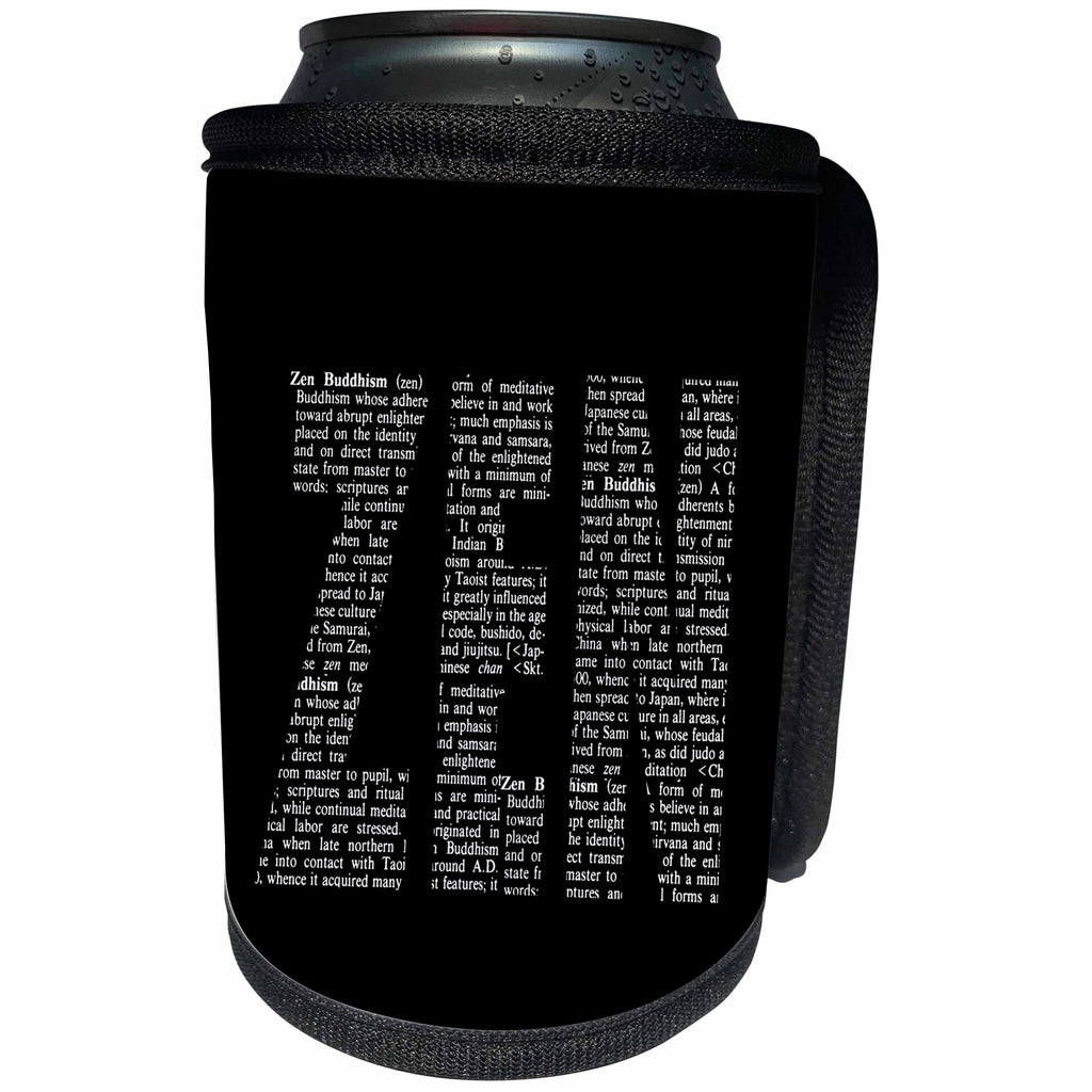 3dRose Andrea Haase Inspirational Typography - Zen Buddhism Definition Word Art - Can Cooler Bottle Wrap (cc_276361)