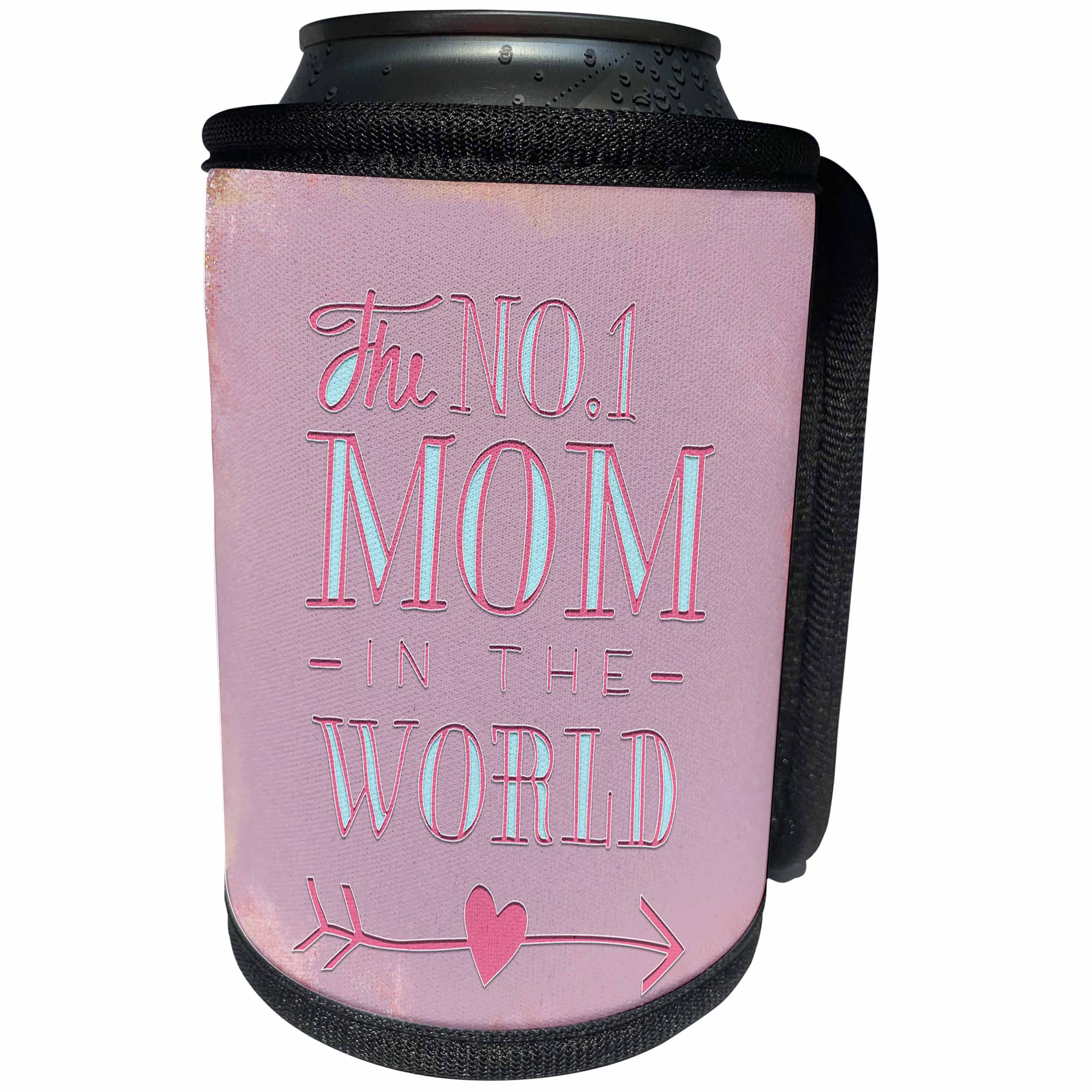 3dRose Andrea Haase Inspirational Typography - The Number One Mom In The World Typography Art - Can Cooler Bottle Wrap (cc_276366)