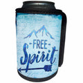 3dRose Andrea Haase Inspirational Typography - Free Spirit Typography Art With Mountain - Can Cooler Bottle Wrap (cc_276368)