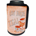 3dRose Andrea Haase Inspirational Typography - But First Tea Typography Art With Tea Cups - Can Cooler Bottle Wrap (cc_276370)