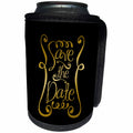3dRose Andrea Haase Inspirational Typography - Image Of Golden Shimmering Save The Date Typography On Black - Can Cooler Bottle Wrap (cc_276387)