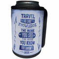 3dRose Andrea Haase Inspirational Typography - Blue Travel Is Like Knowledge Quote Typography Art - Can Cooler Bottle Wrap (cc_276388)