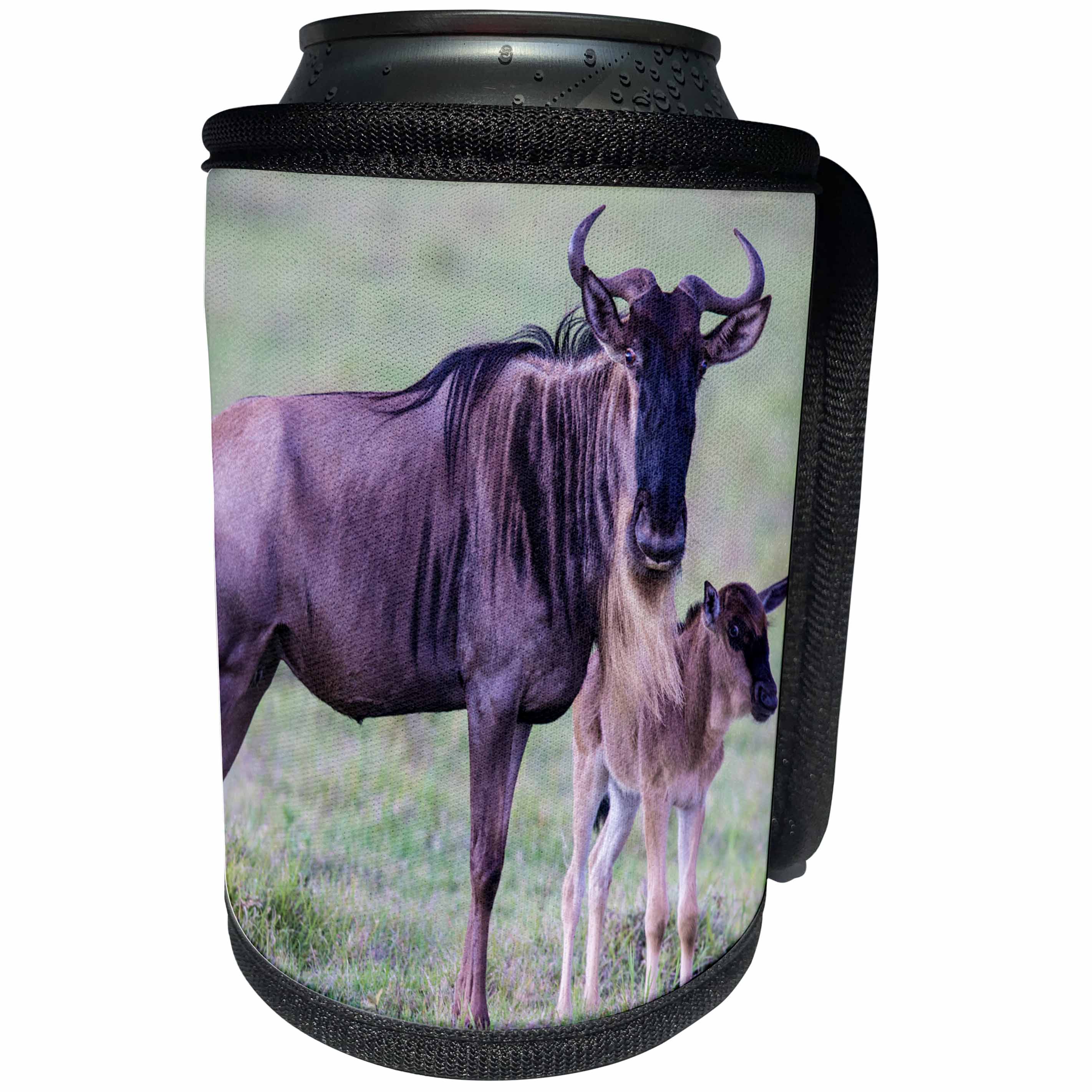 3dRose Danita Delimont - Animals - Africa. Tanzania. Wildebeest and baby in Serengeti National park. - Can Cooler Bottle Wrap (cc_276578)