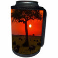 3dRose Danita Delimont - Sunsets - Africa. Tanzania. Serengeti National Park. Sunset over Wildebeest herd - Can Cooler Bottle Wrap (cc_276589)