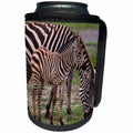 3dRose Danita Delimont - Babu animals - Africa. Tanzania. Female Zebra, Equus quagga, with colt, Serengeti NP. - Can Cooler Bottle Wrap (cc_276600)