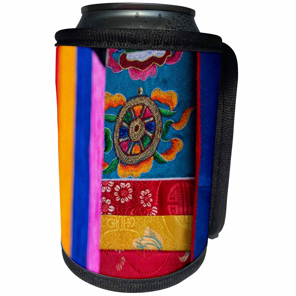 3dRose Danita Delimont - Textiles - Bhutan, Thimphu. Traditional Bhutanese handicraft textiles. - Can Cooler Bottle Wrap (cc_276691)