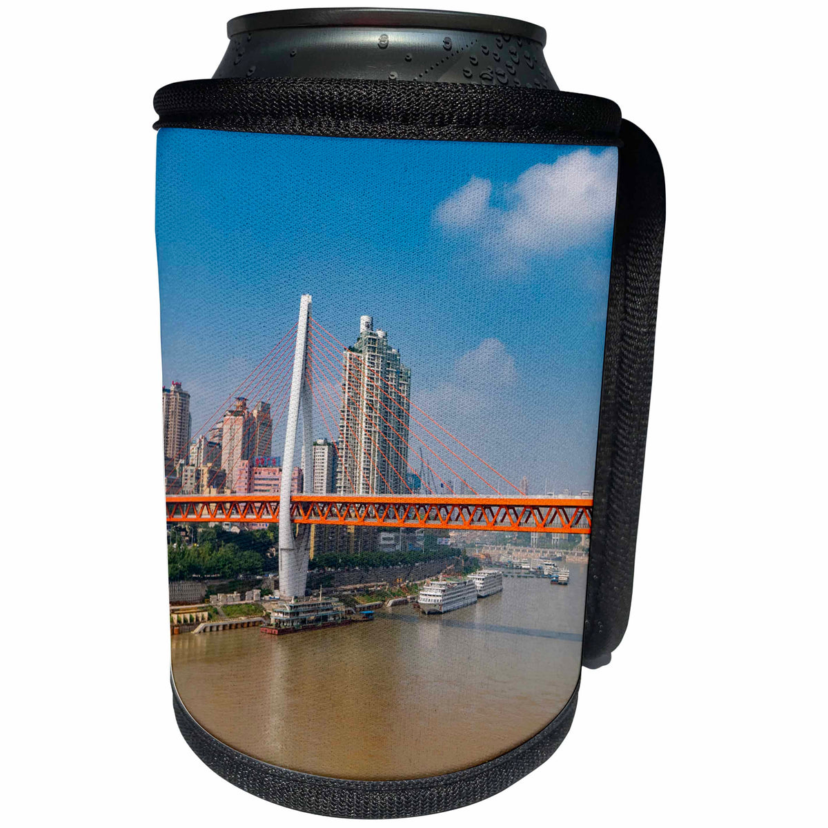 3dRose Danita Delimont - Cities - Dongshuimen Bridge, Yangtze River Tramway, Chongqing, China - Can Cooler Bottle Wrap (cc_276719)