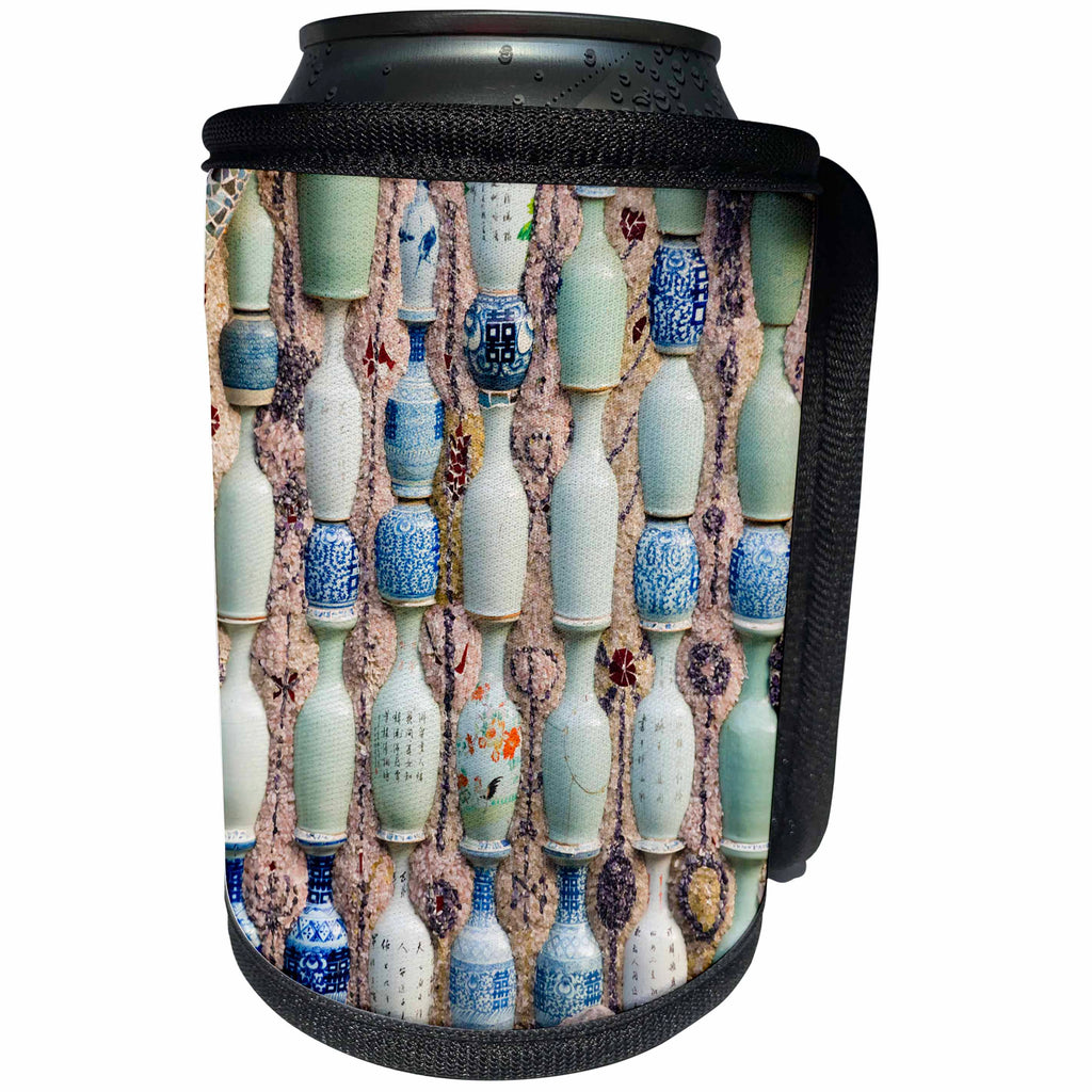 3dRose Danita Delimont - Patterns - Chinaware jugs adorn the Porcelain House, Tianjin, China - Can Cooler Bottle Wrap (cc_276759)