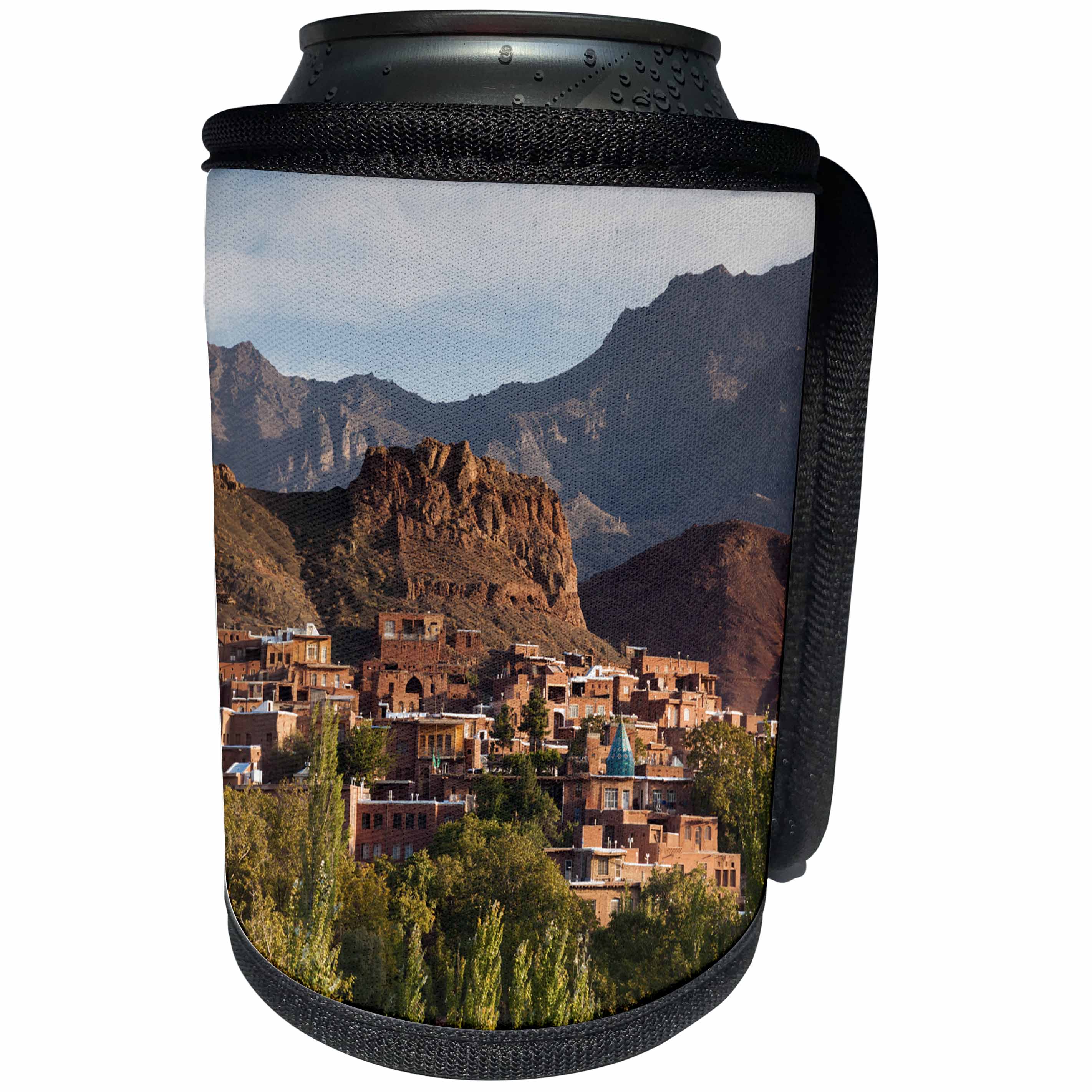 3dRose Danita Delimont - Cities - Central Iran, Abyaneh, Elevated Village View, Dawn - Can Cooler Bottle Wrap (cc_276847)