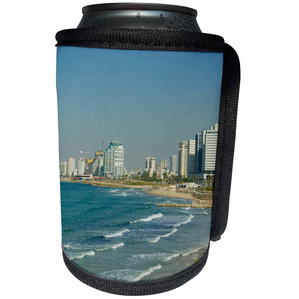 3dRose Danita Delimont - Cities - Israel, Tel Aviv, beach along the coastline - Can Cooler Bottle Wrap (cc_276853)