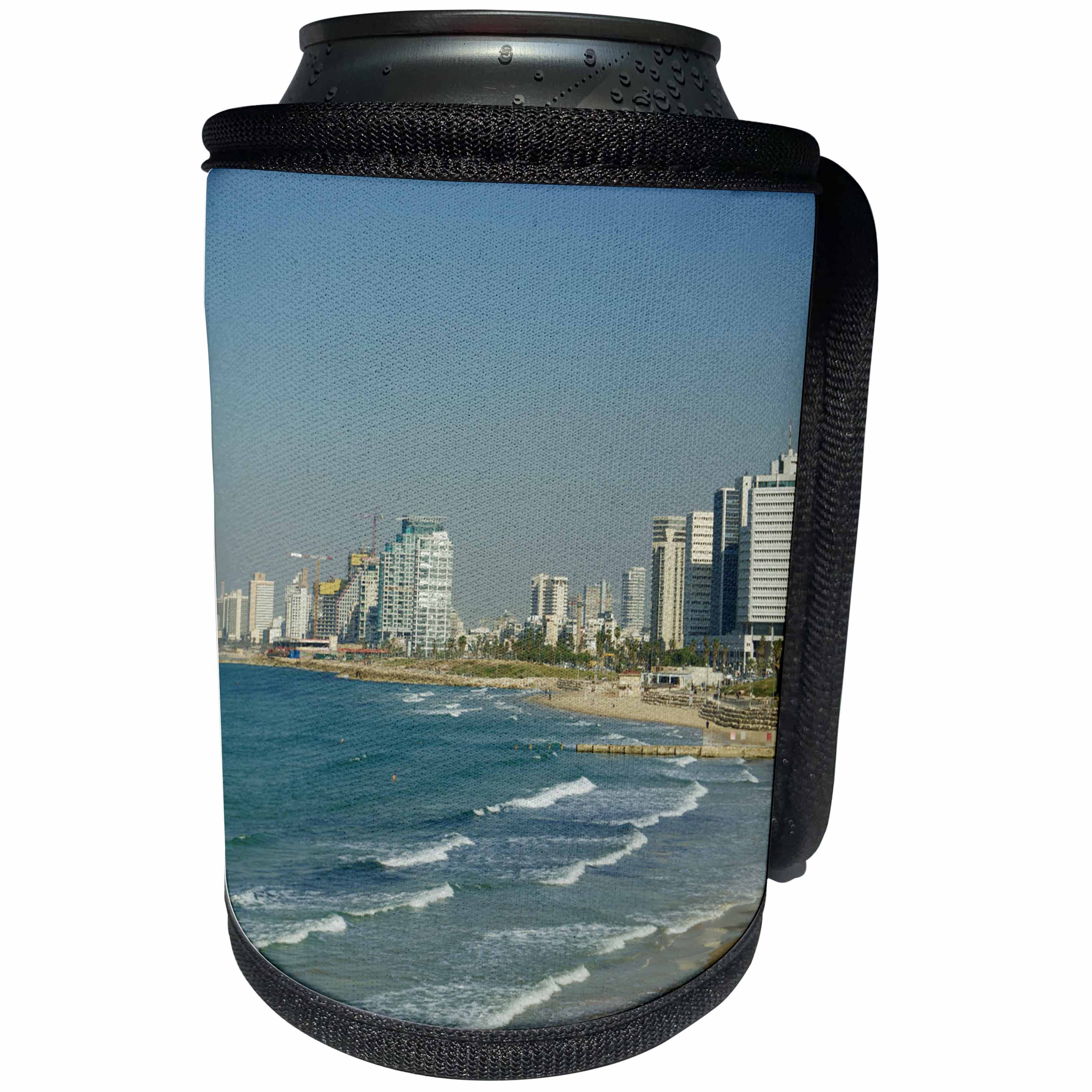 3dRose Danita Delimont - Cities - Israel, Tel Aviv, beach along the coastline - Can Cooler Bottle Wrap (cc_276853)
