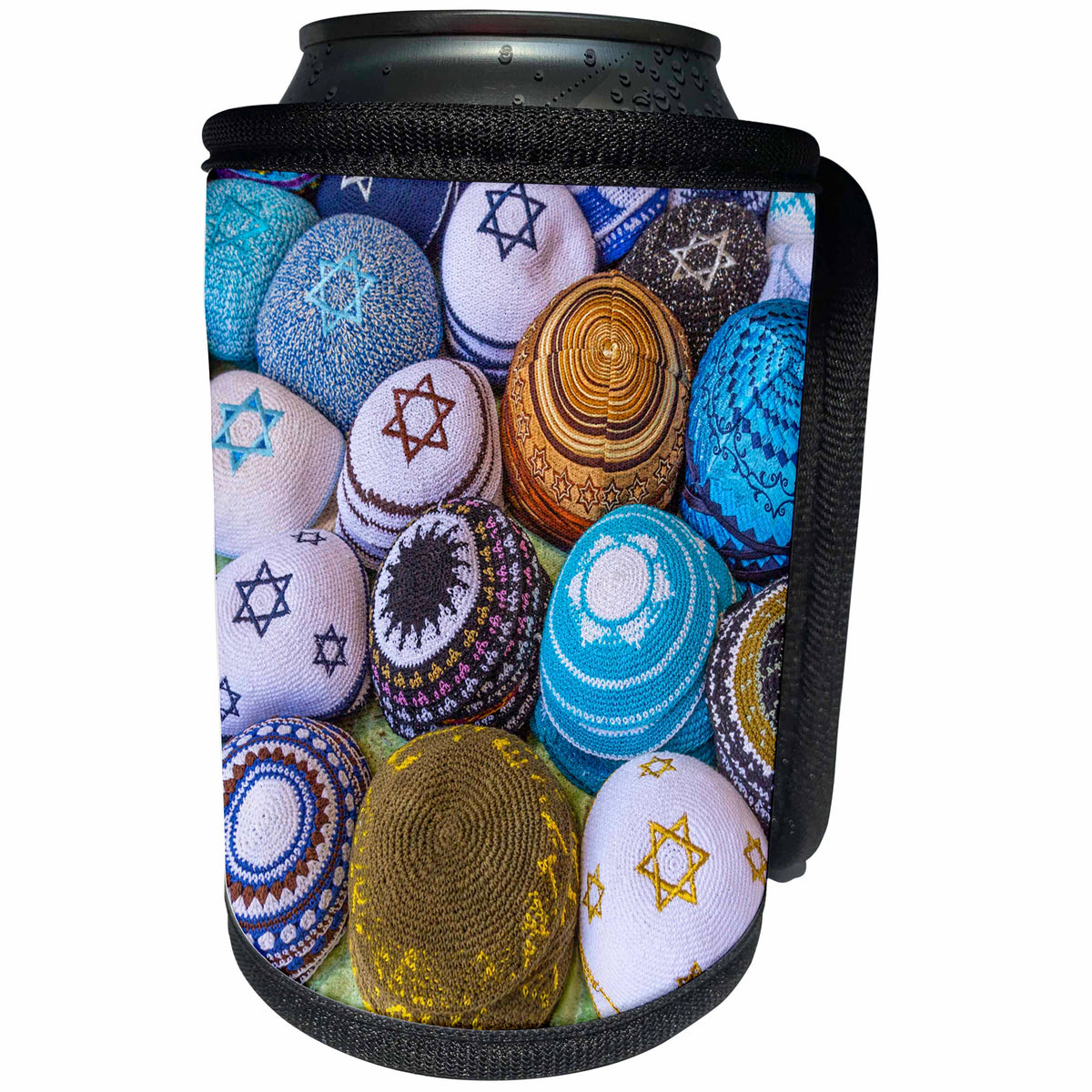 3dRose Danita Delimont - Markets - Kippahs Jewish Hats for sale, Israel - Can Cooler Bottle Wrap (cc_276854)