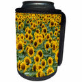 3dRose Danita Delimont - Flowers - Sunflowers in the flower farm, Furano, Hokkaido Prefecture, Japan - Can Cooler Bottle Wrap (cc_276891)