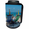 3dRose Danita Delimont - Beaches - Thailand, Phuket, Phi Phi Islands, Chairs on the White Sand Beach - Can Cooler Bottle Wrap (cc_276987)