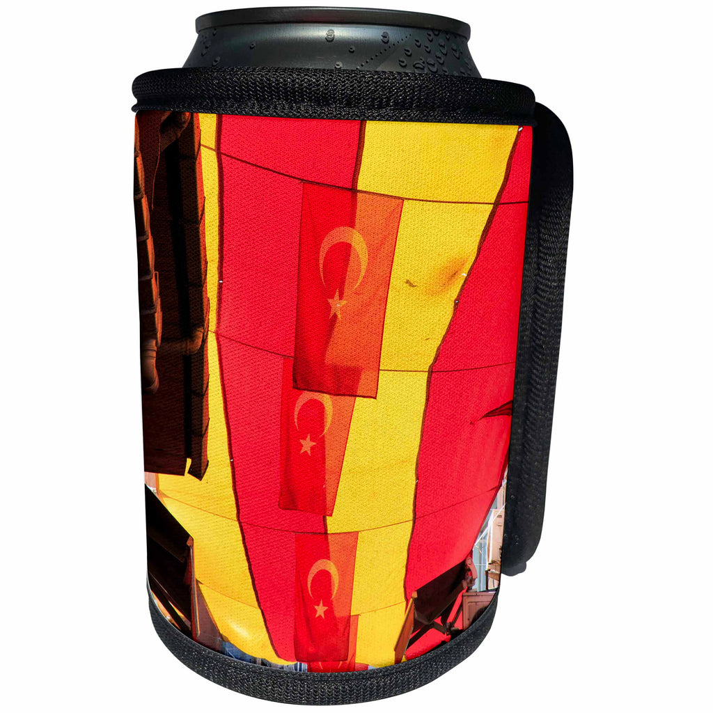 3dRose Danita Delimont - Flags - turkey, Istanbul, street market, Turkish flags used as sun barriers. - Can Cooler Bottle Wrap (cc_276991)