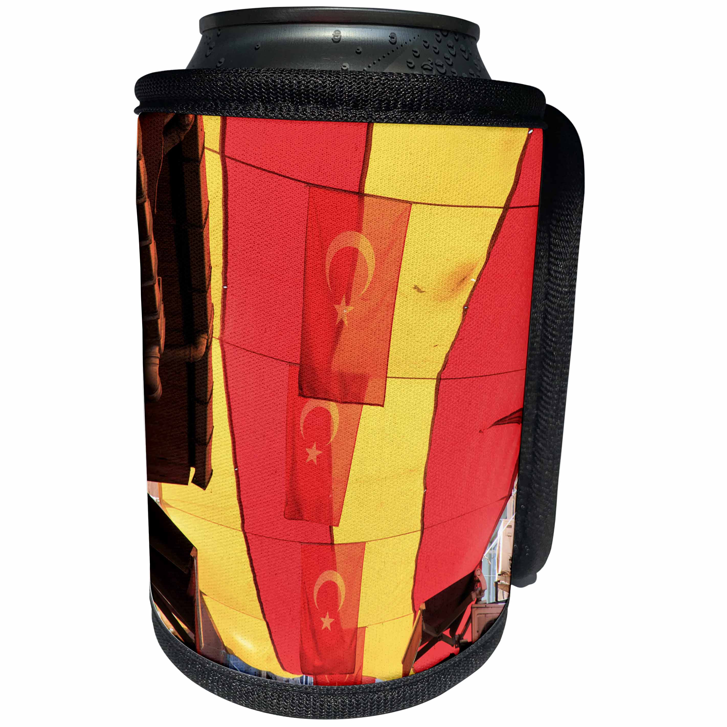 3dRose Danita Delimont - Flags - turkey, Istanbul, street market, Turkish flags used as sun barriers. - Can Cooler Bottle Wrap (cc_276991)