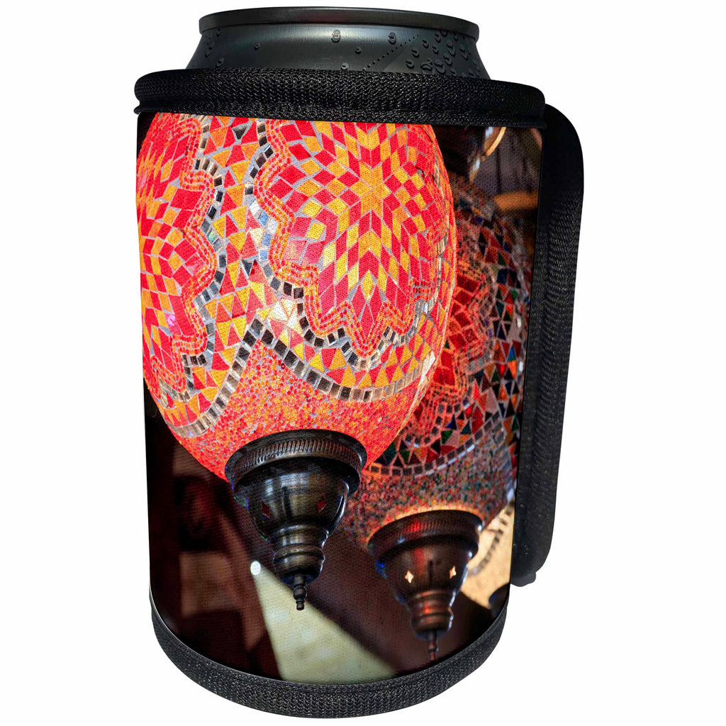 3dRose Danita Delimont - Markets - Turkey, Anatolia, Nevsehir, Uchisar, colorful, glass mosaic lamps. - Can Cooler Bottle Wrap (cc_277003)