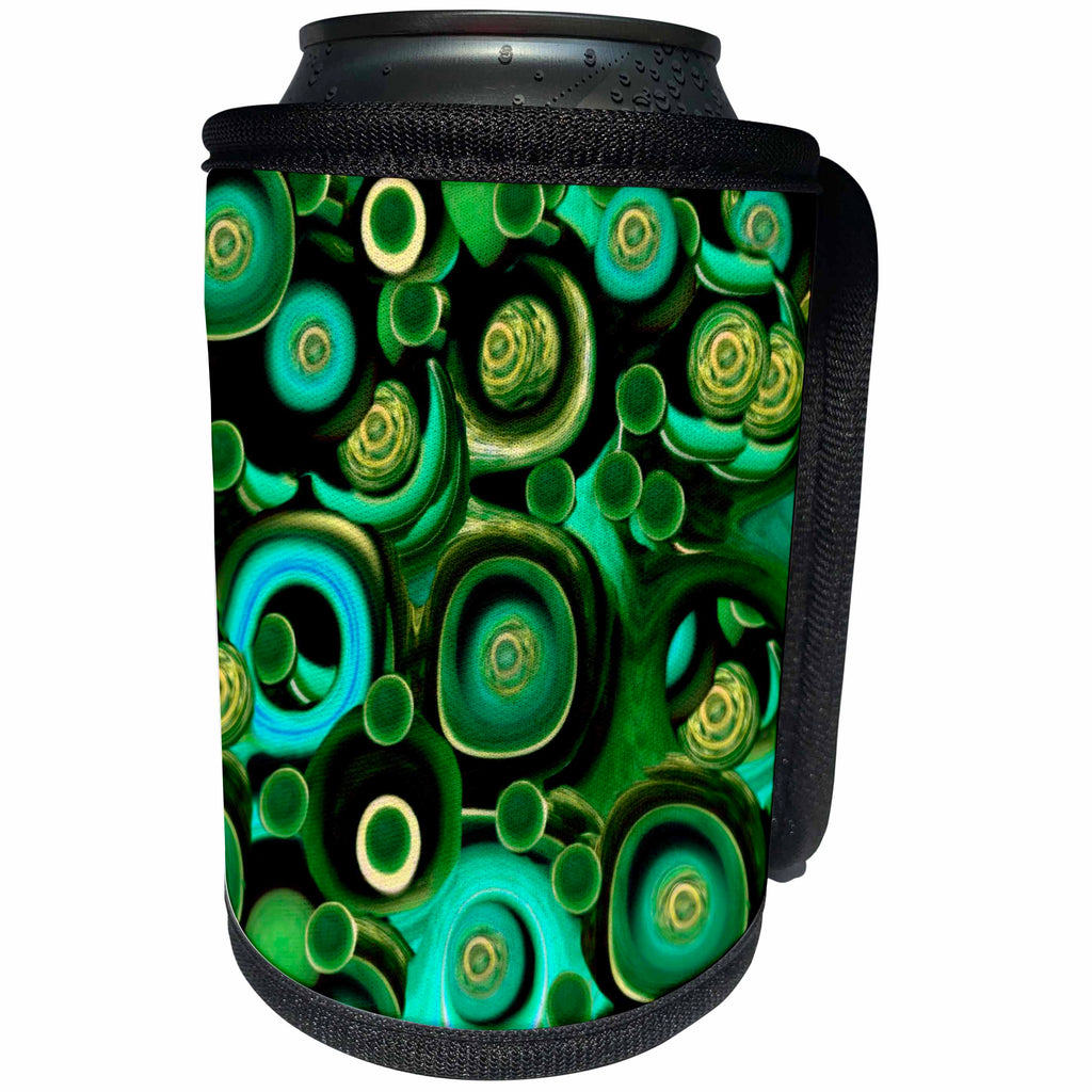 3dRose Jaclinart Surreal Wood Cells Nature - Surreal wood cells in hues of green and turquoise - Can Cooler Bottle Wrap (cc_27701)