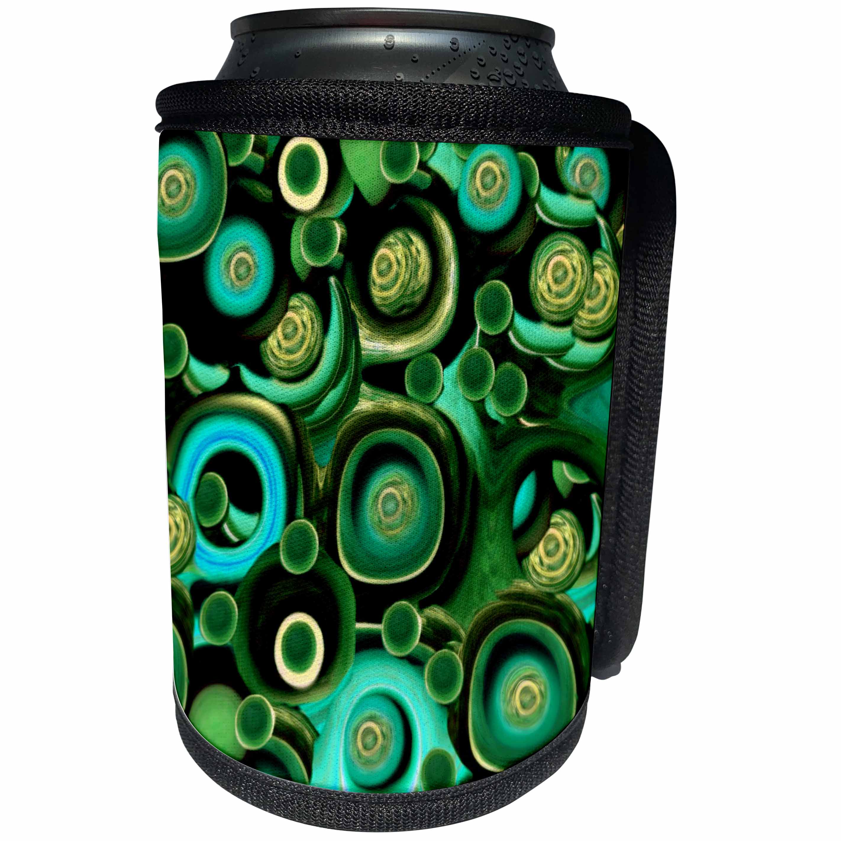 3dRose Jaclinart Surreal Wood Cells Nature - Surreal wood cells in hues of green and turquoise - Can Cooler Bottle Wrap (cc_27701)