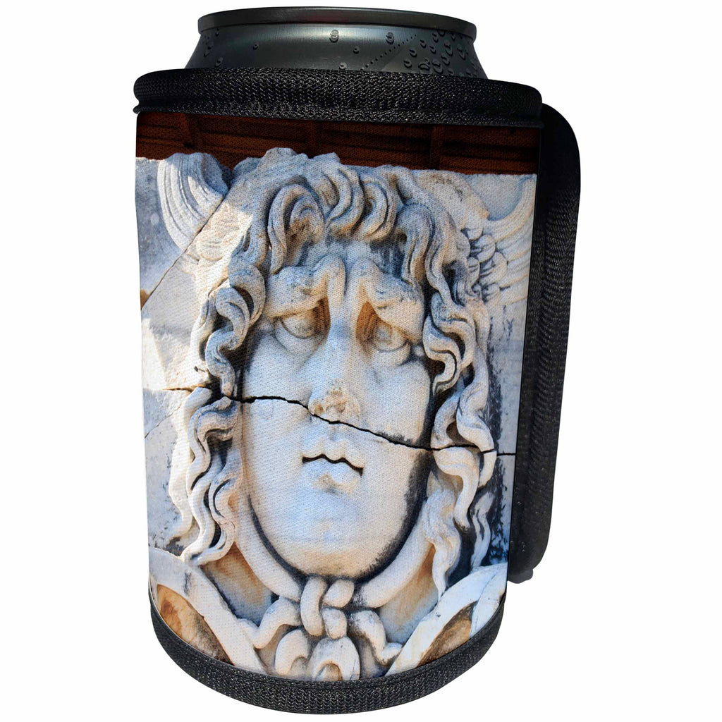 3dRose Danita Delimont - Ruins - Turkey, Didyma. Temple of Apollo. Stone head of Medusa. - Can Cooler Bottle Wrap (cc_277027)