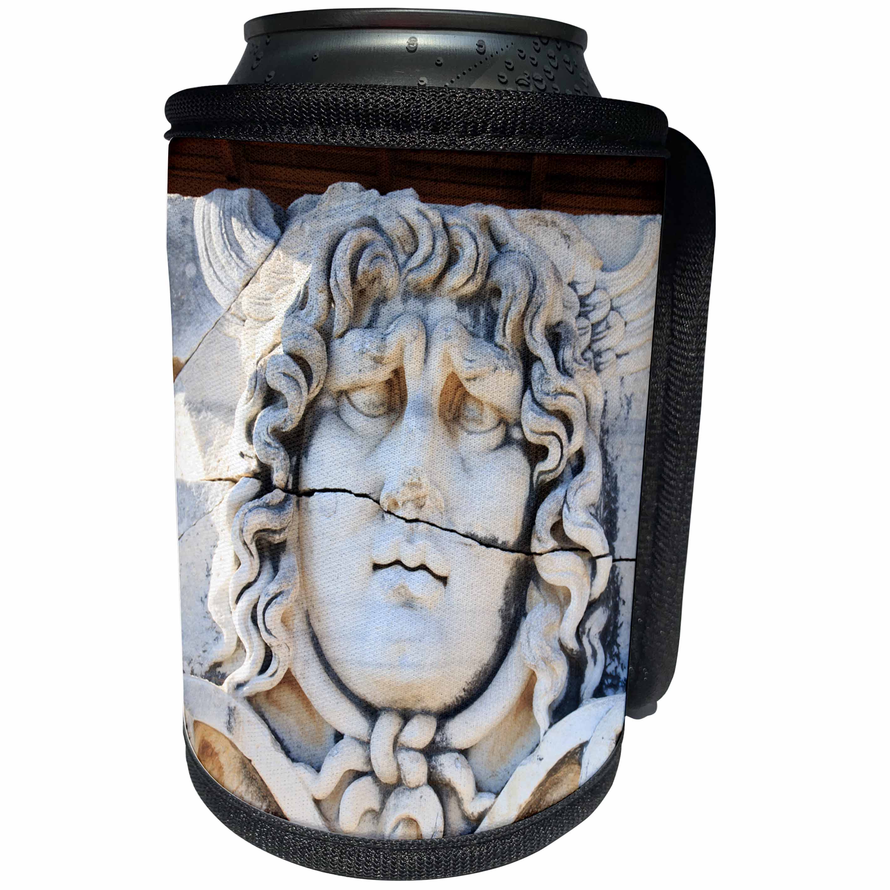 3dRose Danita Delimont - Ruins - Turkey, Didyma. Temple of Apollo. Stone head of Medusa. - Can Cooler Bottle Wrap (cc_277027)