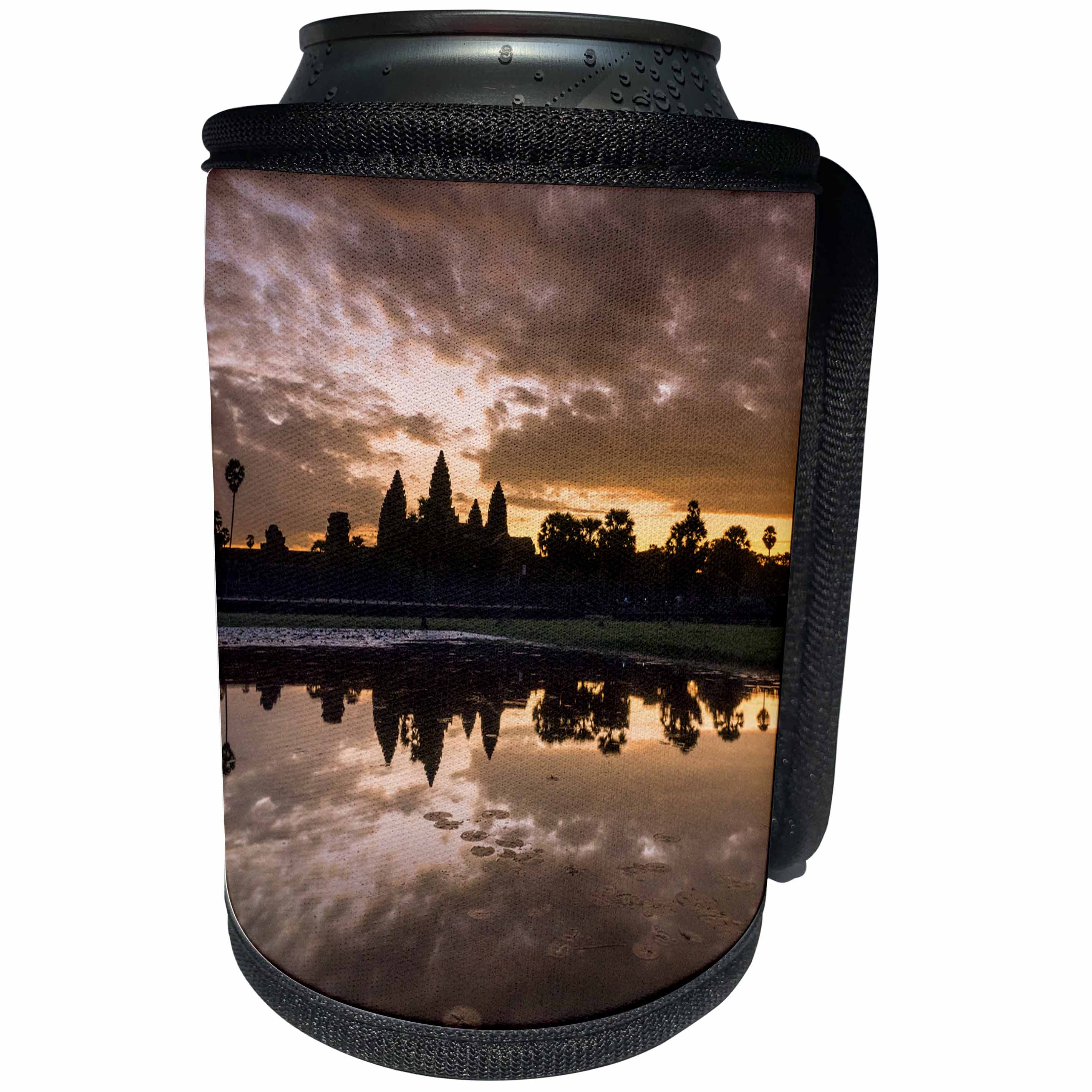 3dRose Danita Delimont - Sunrises - Cambodia, Angkor wat, Siem Reap, Orange Sunrise at Angkor Wat - Can Cooler Bottle Wrap (cc_277086)
