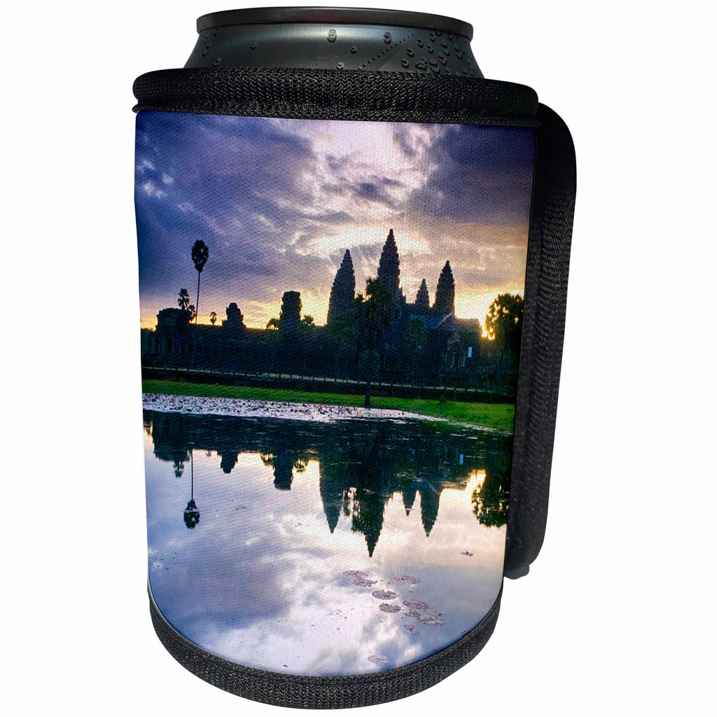 3dRose Danita Delimont - Sunrises - Cambodia, Angkor wat, Siem Reap, Sunrise reflections at Angkor Wat - Can Cooler Bottle Wrap (cc_277087)
