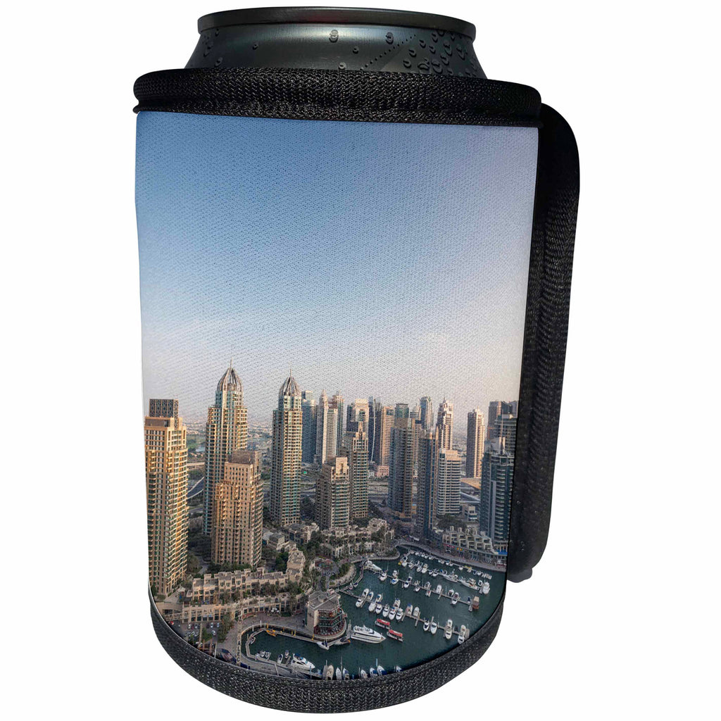 3dRose Danita Delimont - Cities - UAE, elevated view of Dubai Marina - Can Cooler Bottle Wrap (cc_277088)