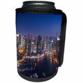 3dRose Danita Delimont - Cities - UAE, Cityscape of colorful Dubai Marina at night. - Can Cooler Bottle Wrap (cc_277089)