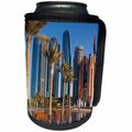 3dRose Danita Delimont - Cities - UAE, Abu Dhabi. Etihad Towers and Emirates Palace Hotel fountains - Can Cooler Bottle Wrap (cc_277135)
