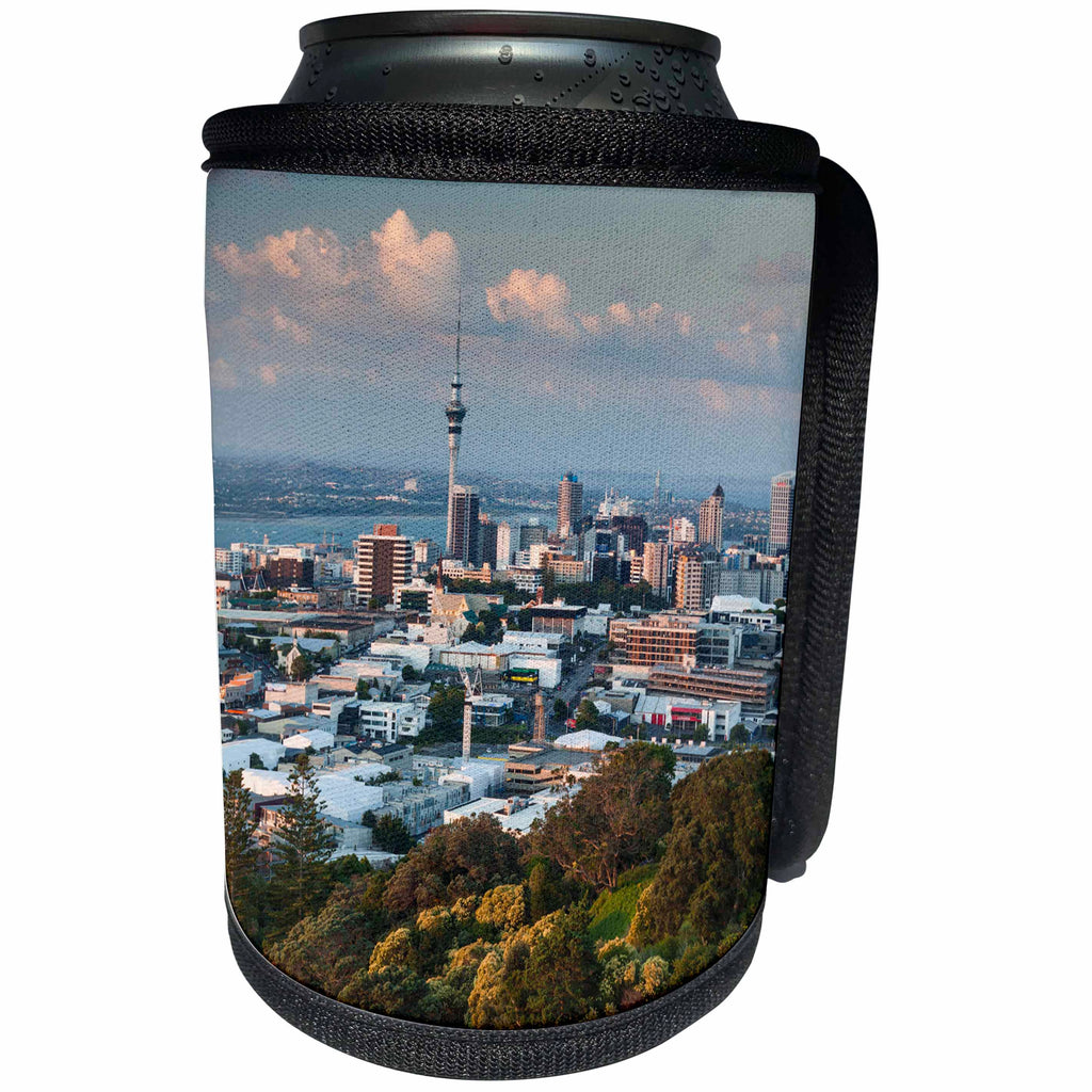 3dRose Danita Delimont - Cities - New Zealand, Auckland. Elevated skyline from Mt. Eden volcano cone - Can Cooler Bottle Wrap (cc_277144)
