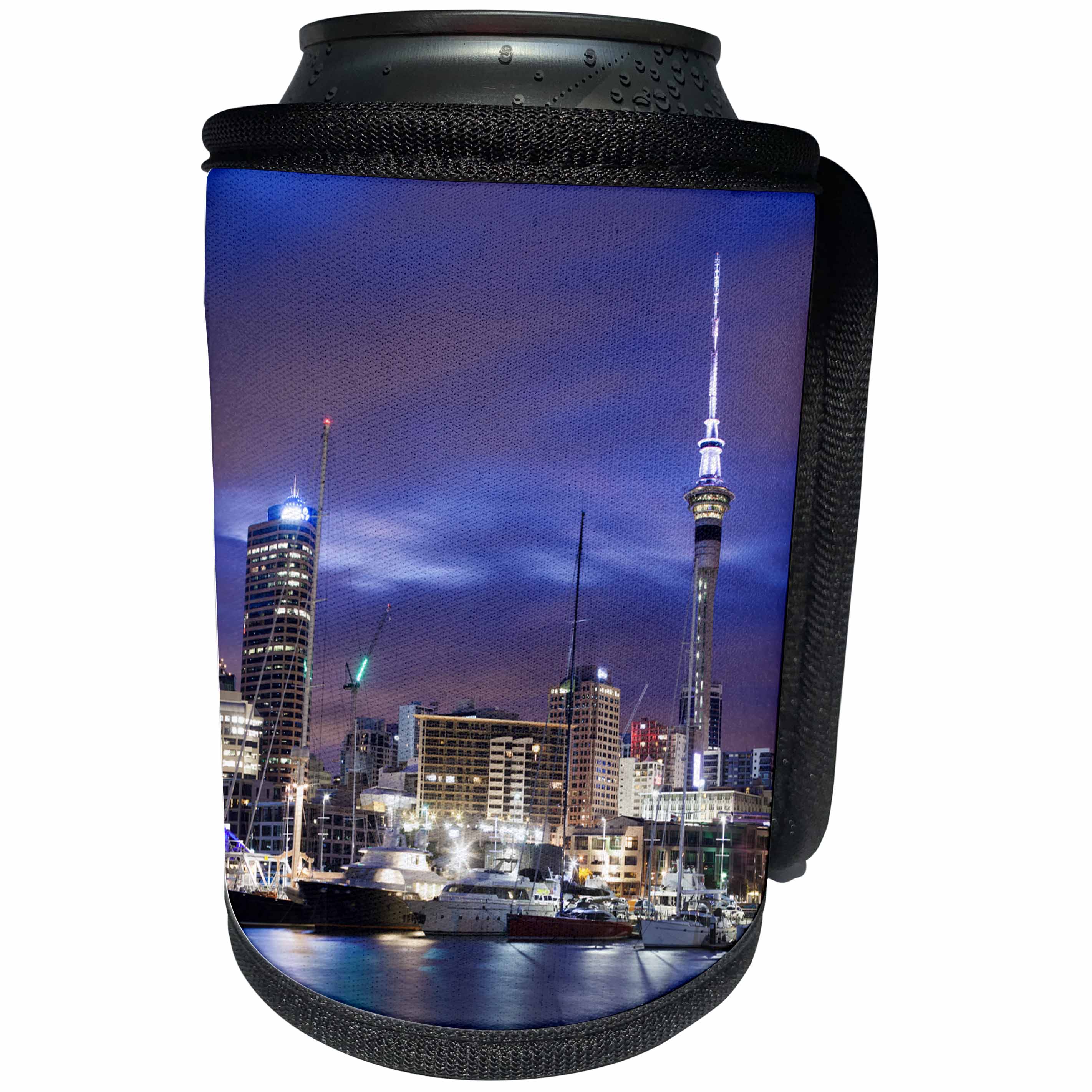 3dRose Danita Delimont - Cities - New Zealand, North Island, Auckland. Viaduct Harbor - Can Cooler Bottle Wrap (cc_277146)