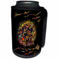 3dRose Jaclinart Abstract Space Sun Planet Fantasy Psychedelic - Surreal planet in yellow tones giving birth to new planets on black background - Can Cooler Bottle Wrap (cc_27715)