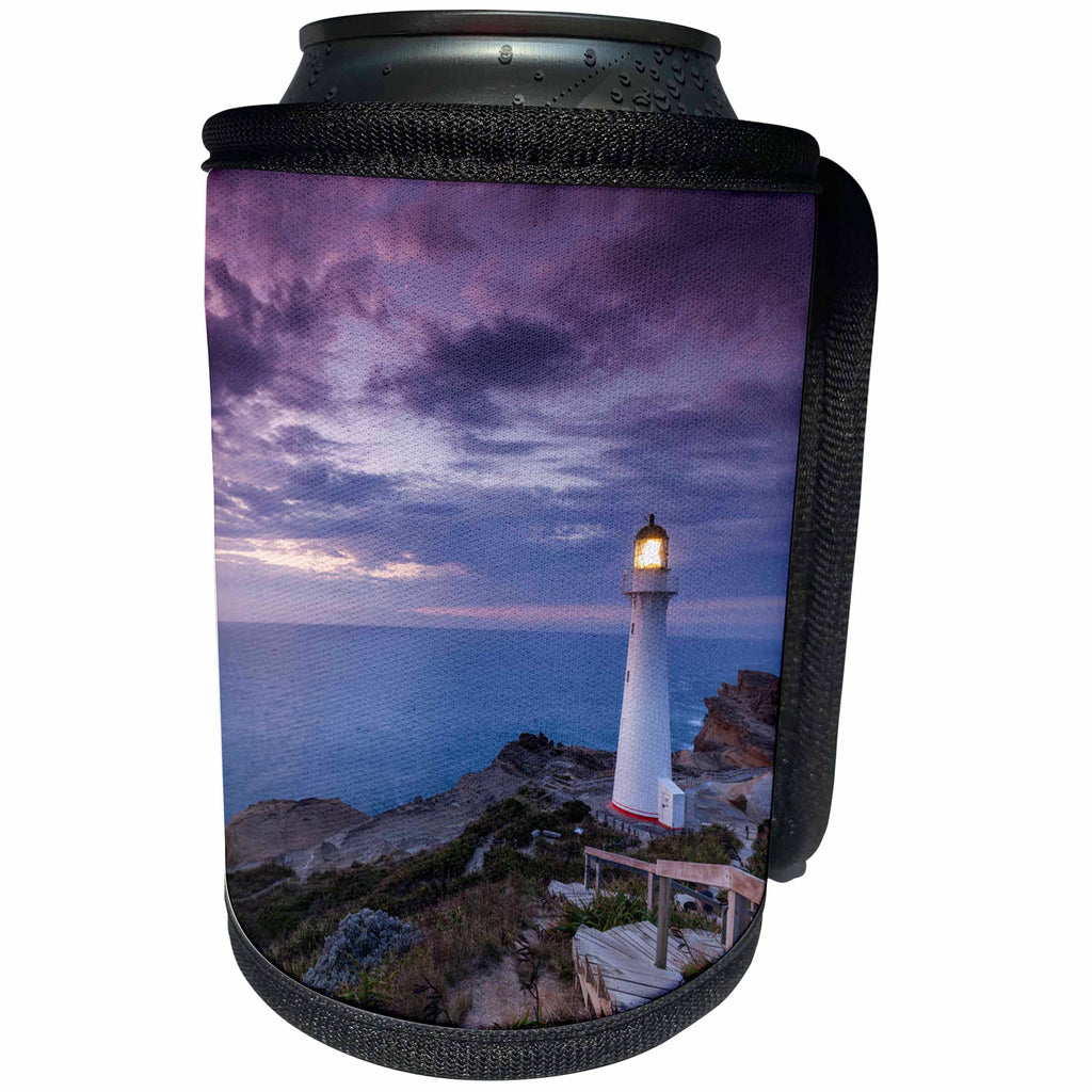 3dRose Danita Delimont - Lighthouses - New Zealand, Castlepoint. Castlepoint Lighthouse looks out over ocean. - Can Cooler Bottle Wrap (cc_277158)