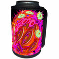 3dRose Jaclinart Abstract Space Sun Planet Fantasy Psychedelic - Surreal orange and pink exploding planet on black background - Can Cooler Bottle Wrap (cc_27719)
