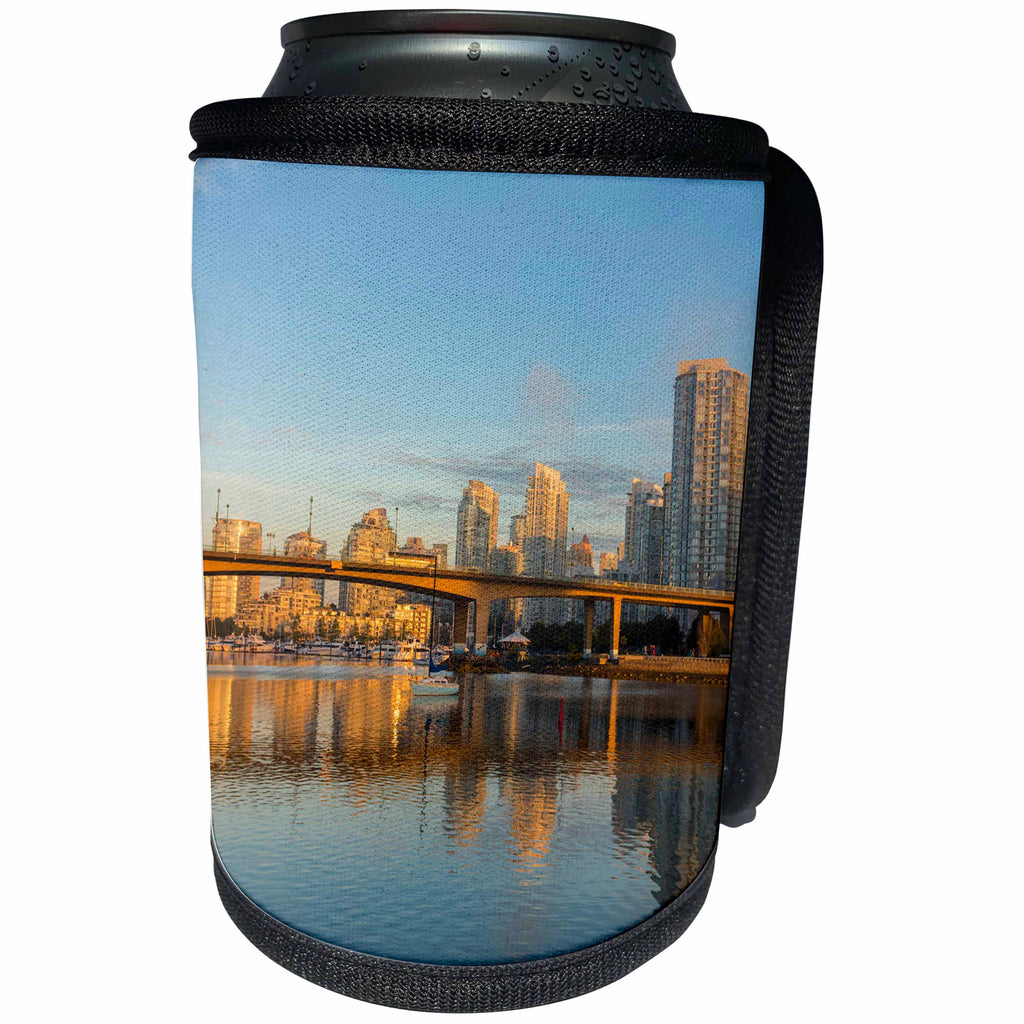 3dRose Danita Delimont - Cities - City skyline and Cambie Street Bridge, Vancouver, B.C., Canada - Can Cooler Bottle Wrap (cc_277211)