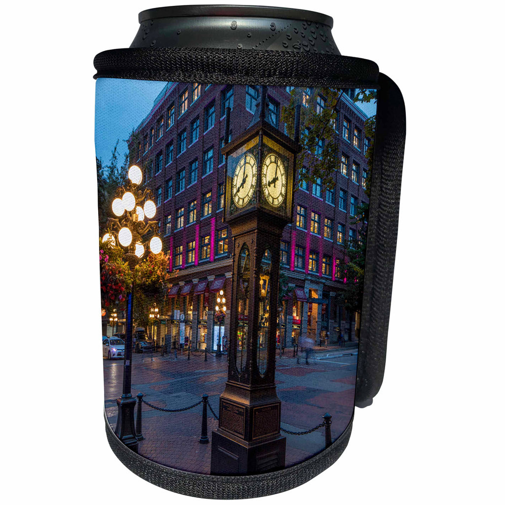 3dRose Danita Delimont - Cities - Historic steam powered clock in the Gastown, Vancouver, B.C., Canada - Can Cooler Bottle Wrap (cc_277212)