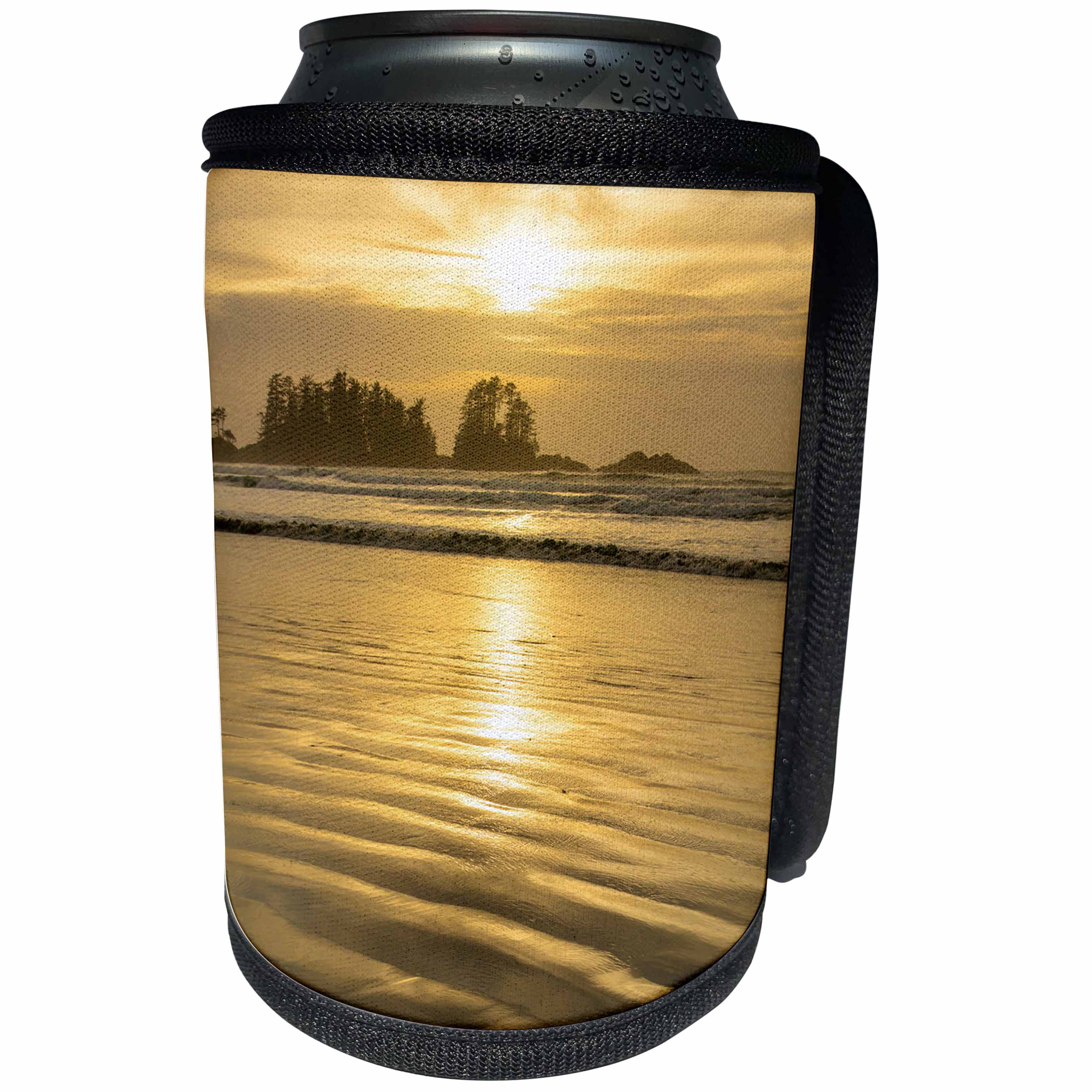 3dRose Danita Delimont - Sunsets - Golden sunset over Chesterman Beach, Tofino, Vancouver Island, Canada - Can Cooler Bottle Wrap (cc_277216)