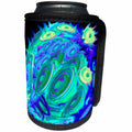 3dRose Jaclinart Abstract Space Sun Planet Fantasy Psychedelic - Surreal turquoise and blue exploding planet on black background - Can Cooler Bottle Wrap (cc_27722)