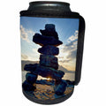 3dRose Danita Delimont - Travel - Canada, B.C., Russell Island. Rock Inukshuk backlit from the sunset. - Can Cooler Bottle Wrap (cc_277230)