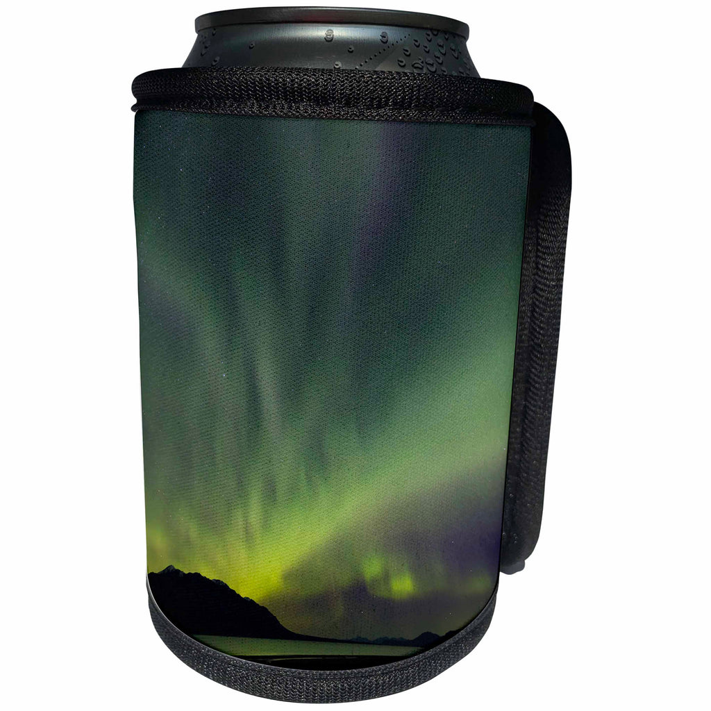 3dRose Danita Delimont - Northern Lights - Canada, Yukon, Kluane Lake. Aurora borealis and lake. - Can Cooler Bottle Wrap (cc_277274)
